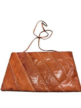 Vintage Genuine Snake Skin Clutch Purse With Strap